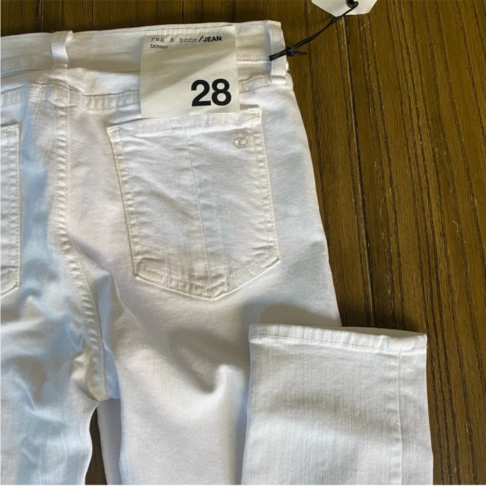 Rag and Bone mid rise white skinny jeans